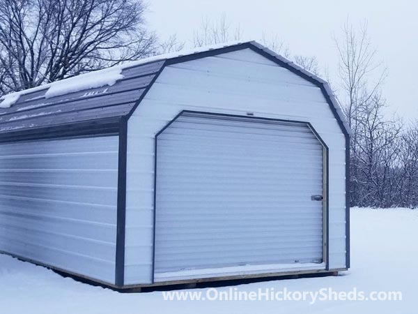 Hickory Sheds Lofted Barn Garage Brilliant White Metal