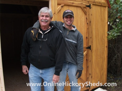 Two happy guys with their new Hickory Shed