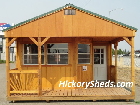 Hickory Sheds Utility Shed with Deluxe Wrap Porch Front View